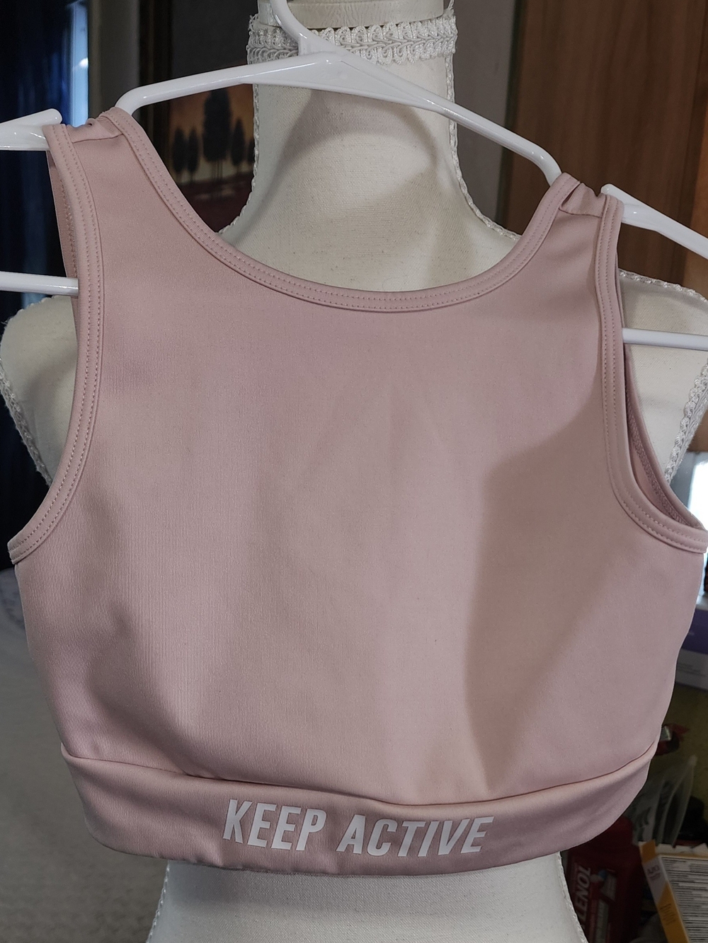 Zara blush pink sports bra with gold logo